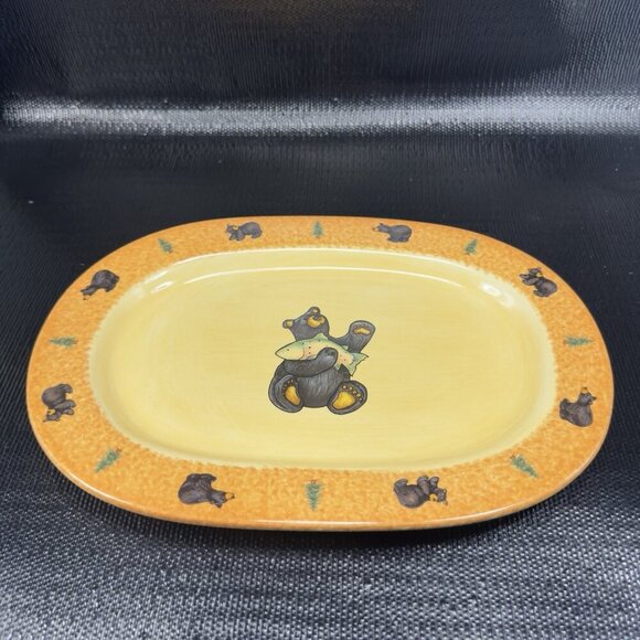 Bearfoots Bear Trout Oval Plate Platter Dish Jeff Fleming from Big Sky Carvers - Picture 12 of 13